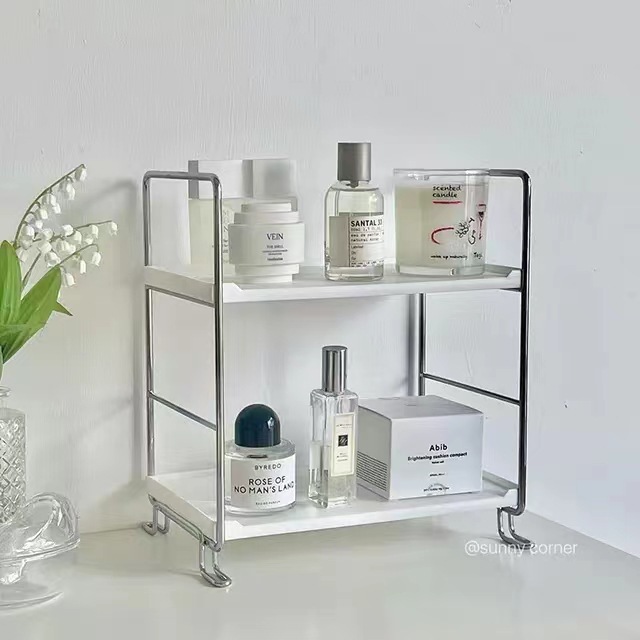 多功能桌面收纳置物架化妆品浴室梳妆台双层架子可拆卸文具杂薇妍