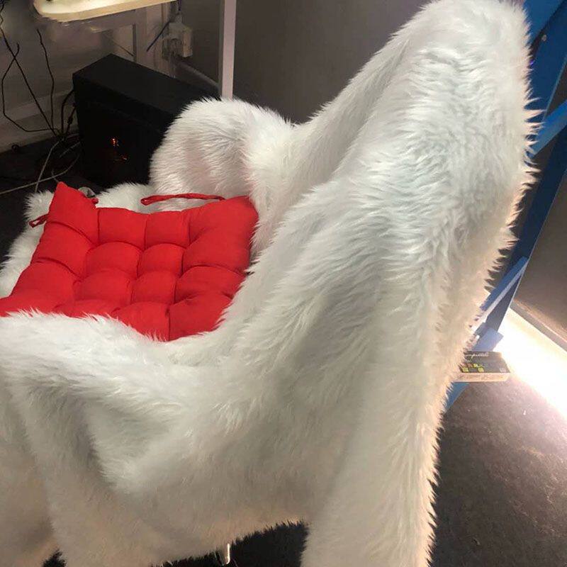 长毛绒背景座椅垫直播主播凳子毛绒布电脑椅套椅子毛毯装饰坐垫厂