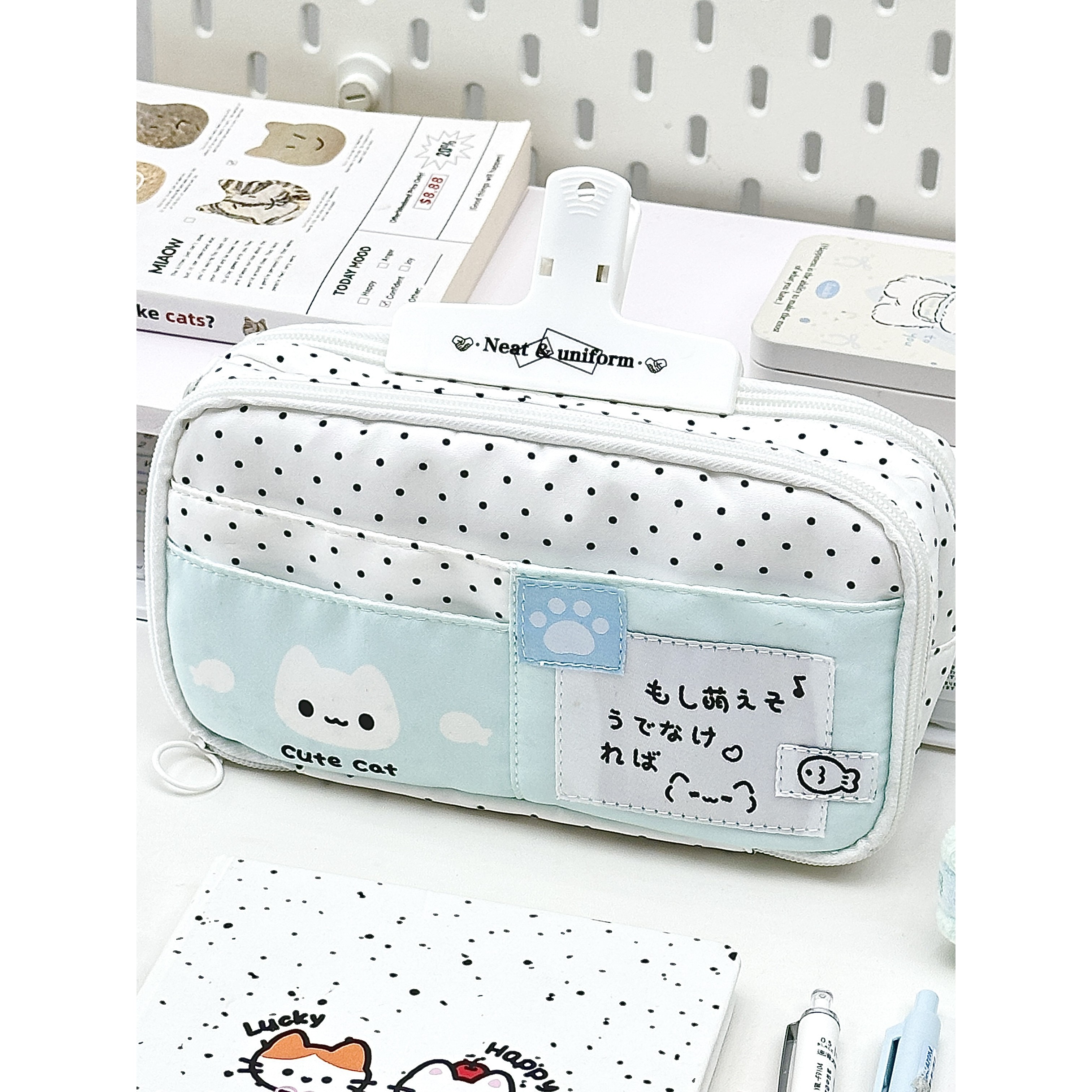 可爱波点小猫笔袋高颜值ins风小众不撞款学生女生文具盒2025新款,文具电教/文化用品/商务用品,笔袋,淘宝优惠券,粉丝福利购,淘宝优惠卷