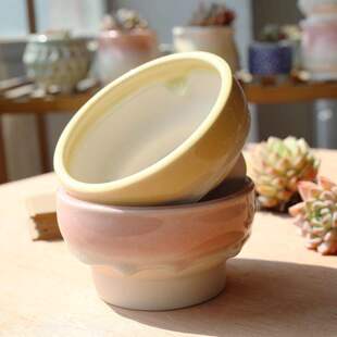 大口径简约清新冰裂釉多肉花盆拼盘生石花个性创意群生肉肉大盆