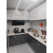 吊柜门厨房灶台合页门定 做免打孔安装 橱柜门定 做钢化晶钢门板订