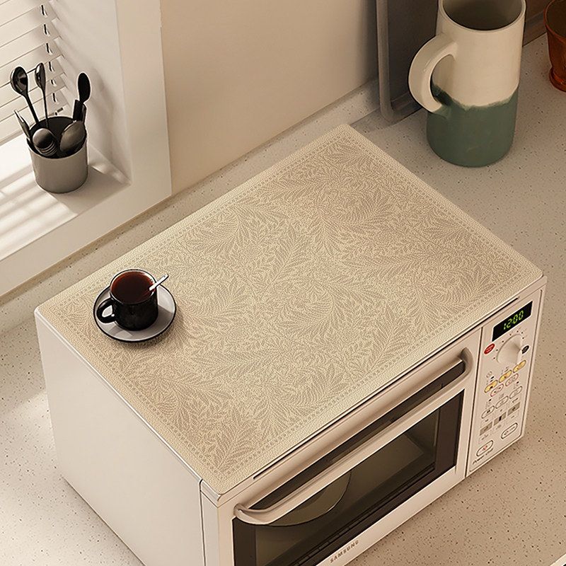 法式微波炉防尘盖布防尘防水防油皮革冰箱烤箱盖垫免洗易复古垫子