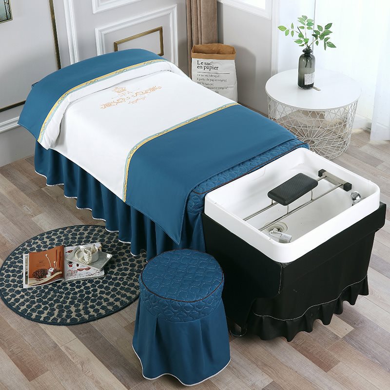 泰式床罩四件套头疗轻奢PA包邮棉麻洗S头床罩理发店包邮