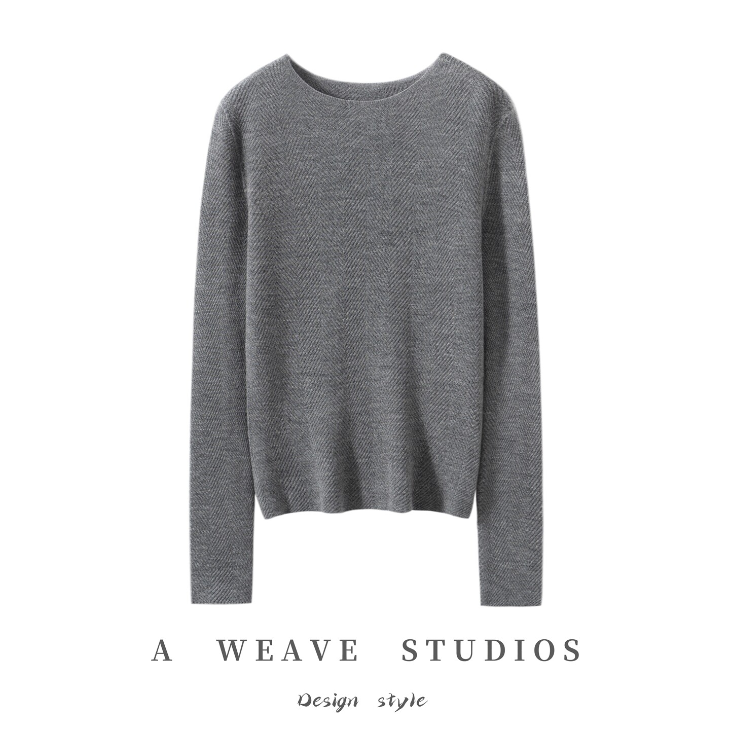 高精100%精纺扬子纱羊毛鱼骨纹一字领简约休闲针织衫细线柔软毛衣