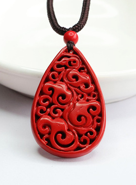朱砂吊坠红砂水滴挂件辰砂项链新中式民族风时尚个性饰品女士礼物