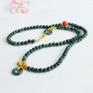 天然A货翡翠项链蓝水玉石璎珞汉服挂链女士礼品气质文雅大气饰品