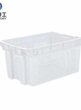 米奇特工xx周转筐塑料周转箱箩筐收纳篮错位筐白色