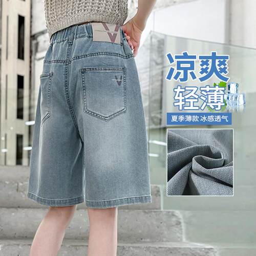 女童牛仔短裤夏季薄款2025新款中大儿童夏装洋气中裤外穿五分裤子