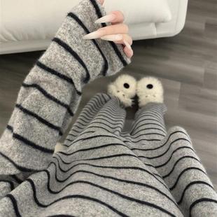 韩版 长裤 休闲简约条纹睡衣家居服 磨毛长袖 宅家穿出氛围慵懒感呀