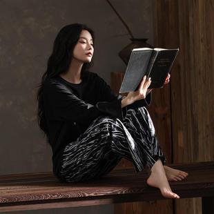 女士家居服秋冬天套装 睡衣女款 柔软轻奢风2025新款 纯棉长袖 春秋季