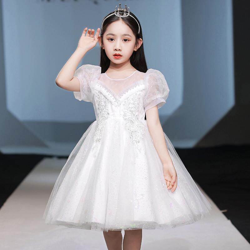 女童连衣裙白色2026新款洋气礼服夏季女孩公主裙蓬蓬纱裙儿童裙子