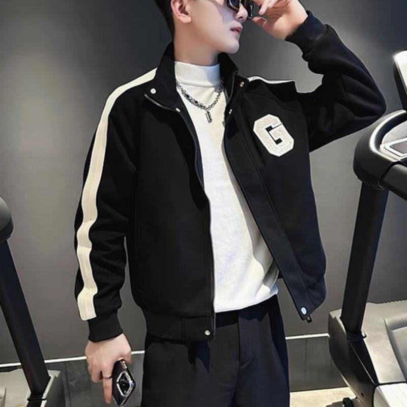 高级感刺绣棒球服外套男士春秋新款时尚潮牌宽松上衣立领短款夹克