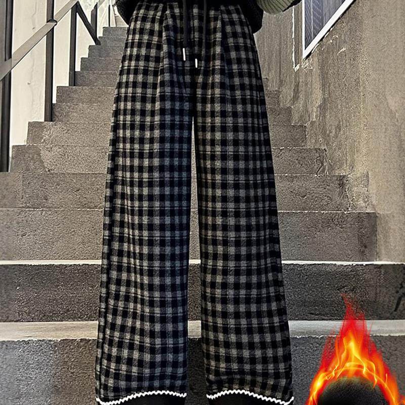 女童裤子冬季加绒加厚格子阔腿裤儿童宽松洋气中大童保暖直筒冬裤,童装/婴儿装/亲子装,裤子,淘宝优惠券,粉丝福利购,淘宝优惠卷