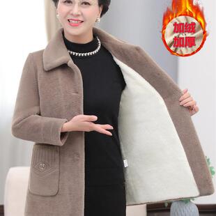 妈妈冬装外套2025新款水貂绒棉衣中老年女装加绒加厚奶奶毛呢大衣