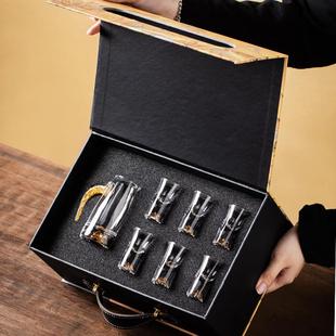 分酒器千里江山礼盒品白酒壶白酒杯家用送伴手礼 金箔玻璃酒具套装