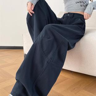 休闲工装镰刀牛仔裤女辣妹个性流行风格2025秋冬季宽松弯刀香蕉裤