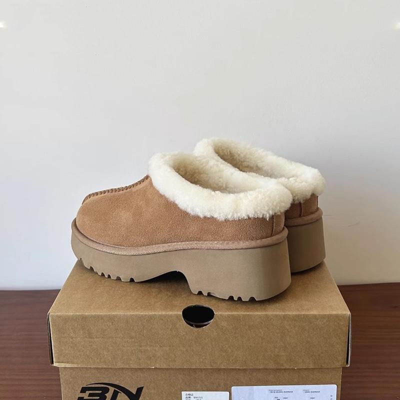 厚底坡跟一脚蹬包头半拖鞋女2024秋冬新款皮毛一体保暖棉鞋女棉拖