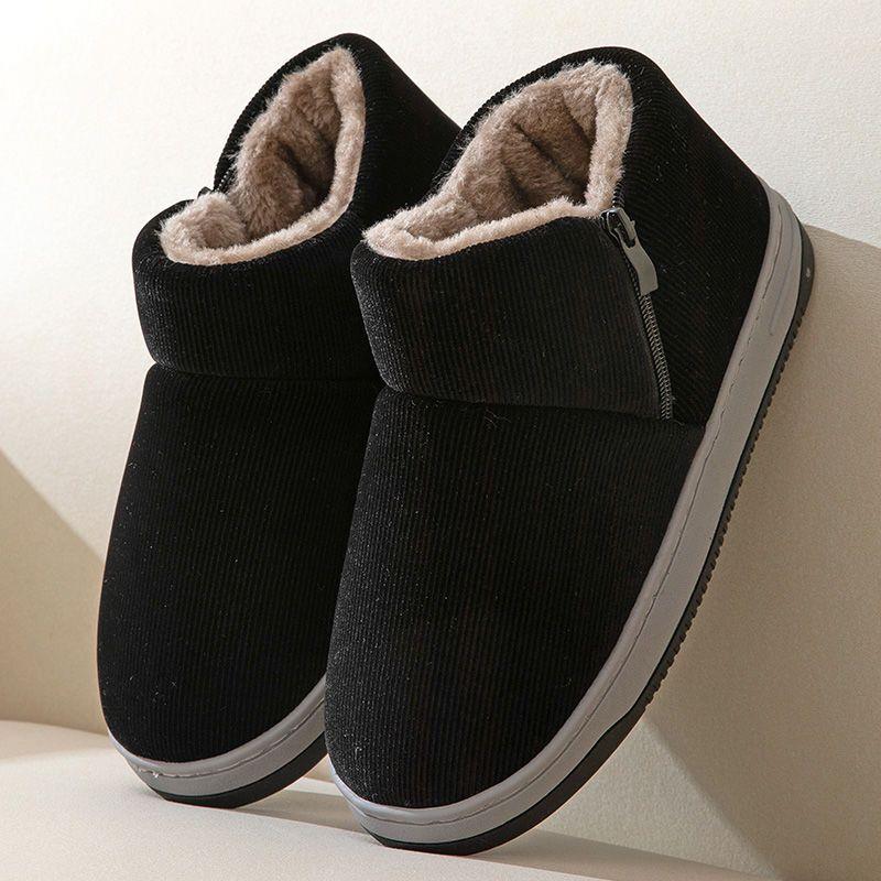 老北京布鞋男棉鞋冬季加绒加厚老人居家毛毛鞋厚底防滑爸爸棉拖鞋