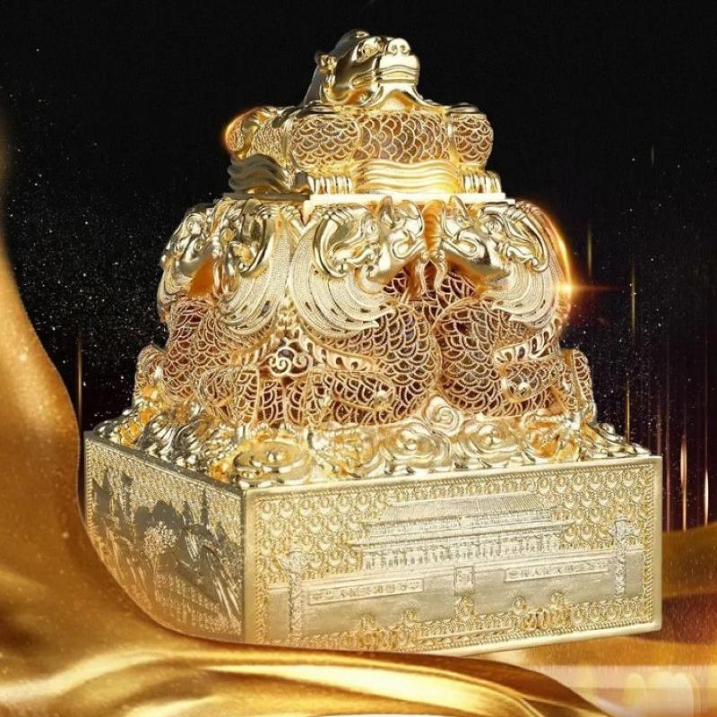 王树文百年荣耀花丝镶嵌九龙宝玺收藏摆件燕京八绝