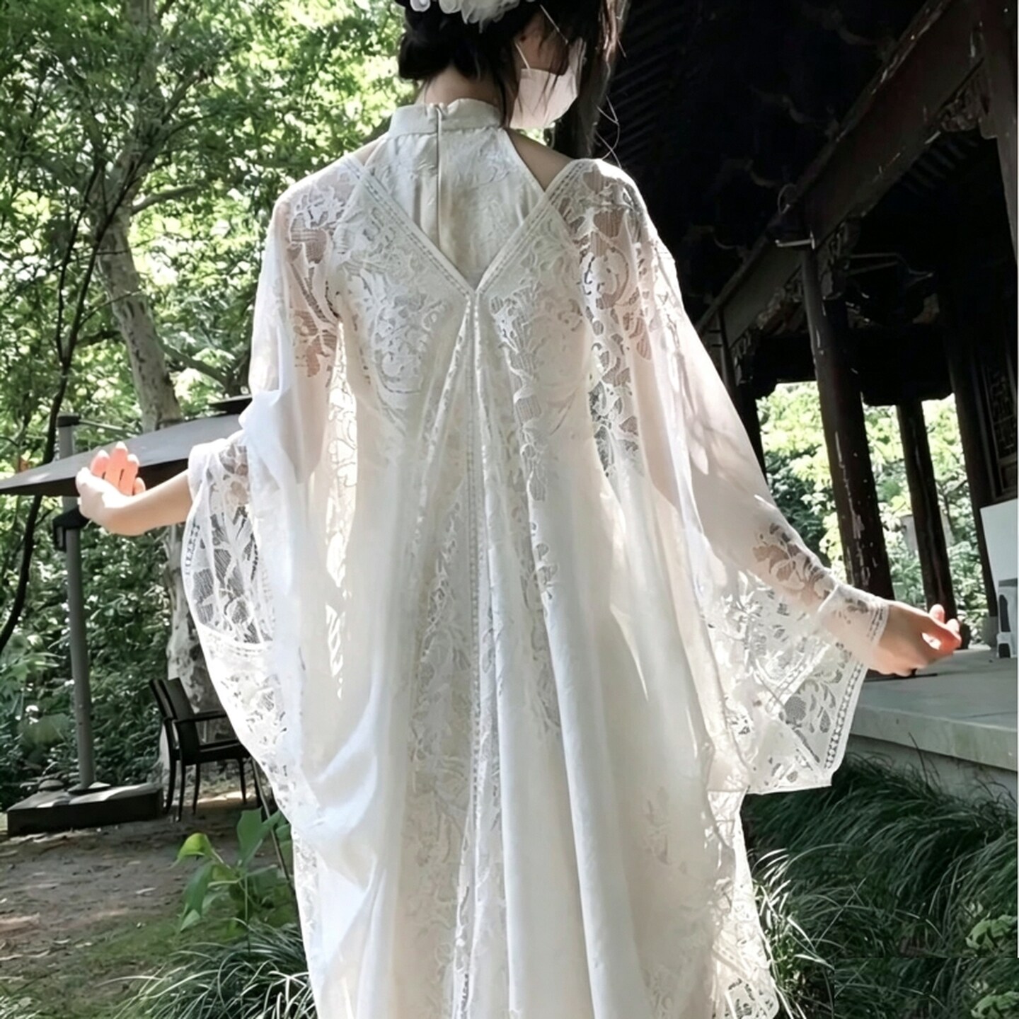 旗袍搭配防晒披肩夏季网纱罩衫时尚洋气配裙子小披肩针织衫薄开衫