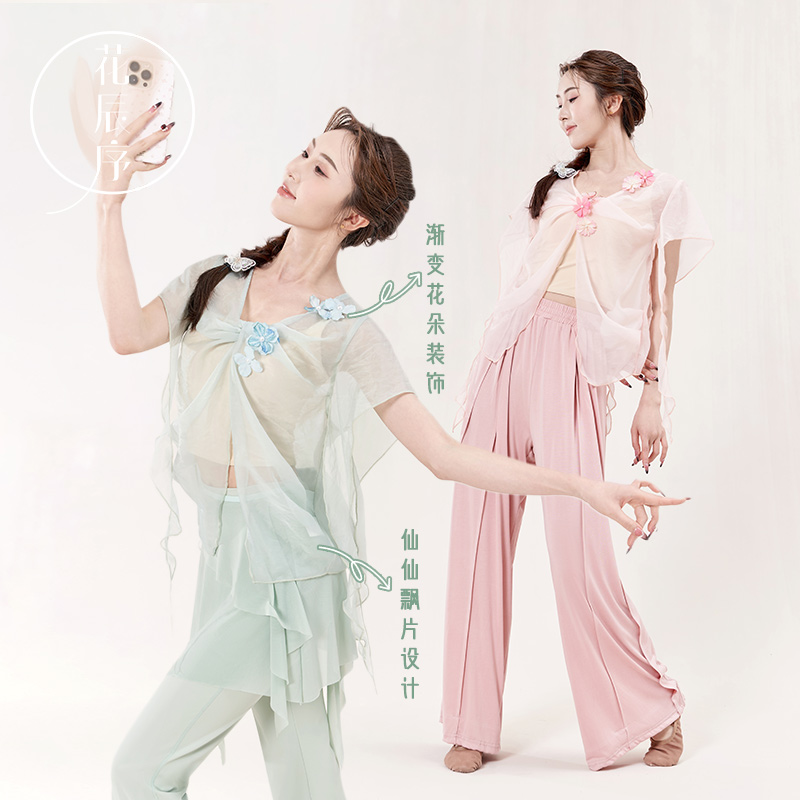 花辰序2025新款古典舞服短袖纱衣