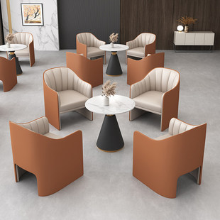 轻奢现代售楼处售楼部谈判一桌4椅小圆桌洽谈桌接待洽谈桌椅组合