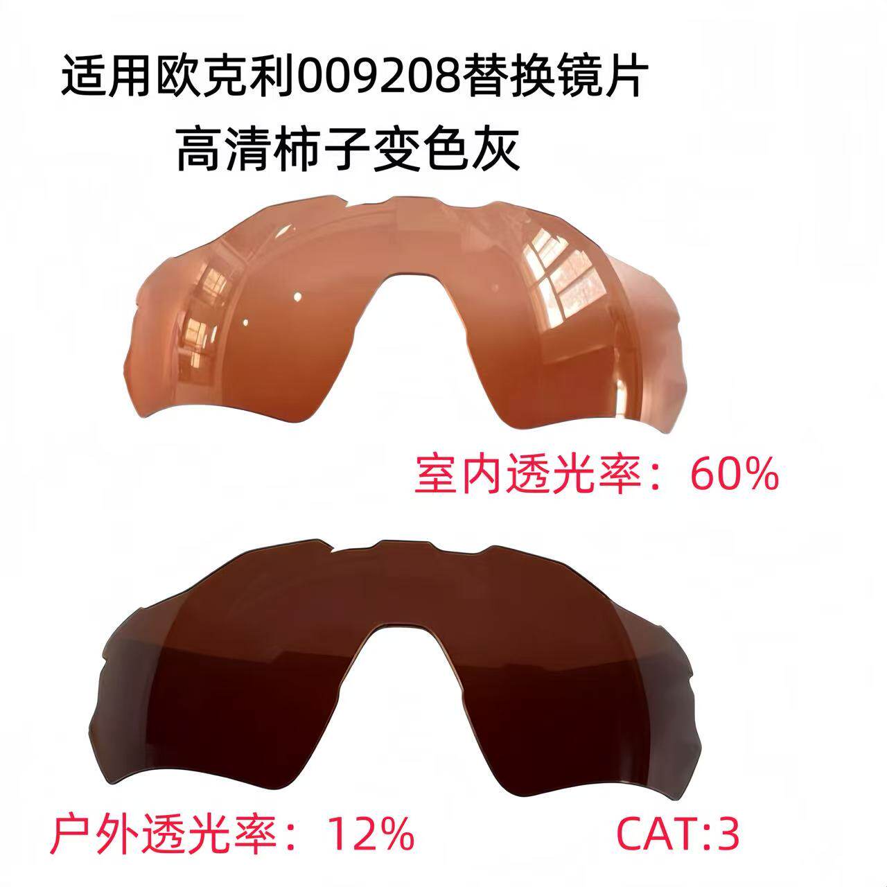 适用欧克利Oakley Radar 009275 009208太阳镜偏光变色替换镜片图片