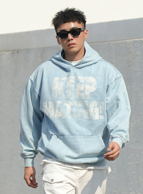 OOTC「Keep Hating」美式街头休闲水洗炒色复古做旧卫衣帽衫