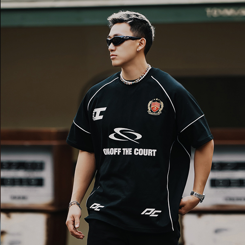 OOTC「禁区」足球服夏季短袖T恤2025夏季新款宽松美式复古街头风