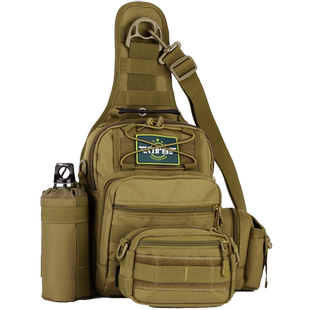 守护者战术胸包男士单肩斜挎包户外路亚腰包帆布多功能背包弹弓包