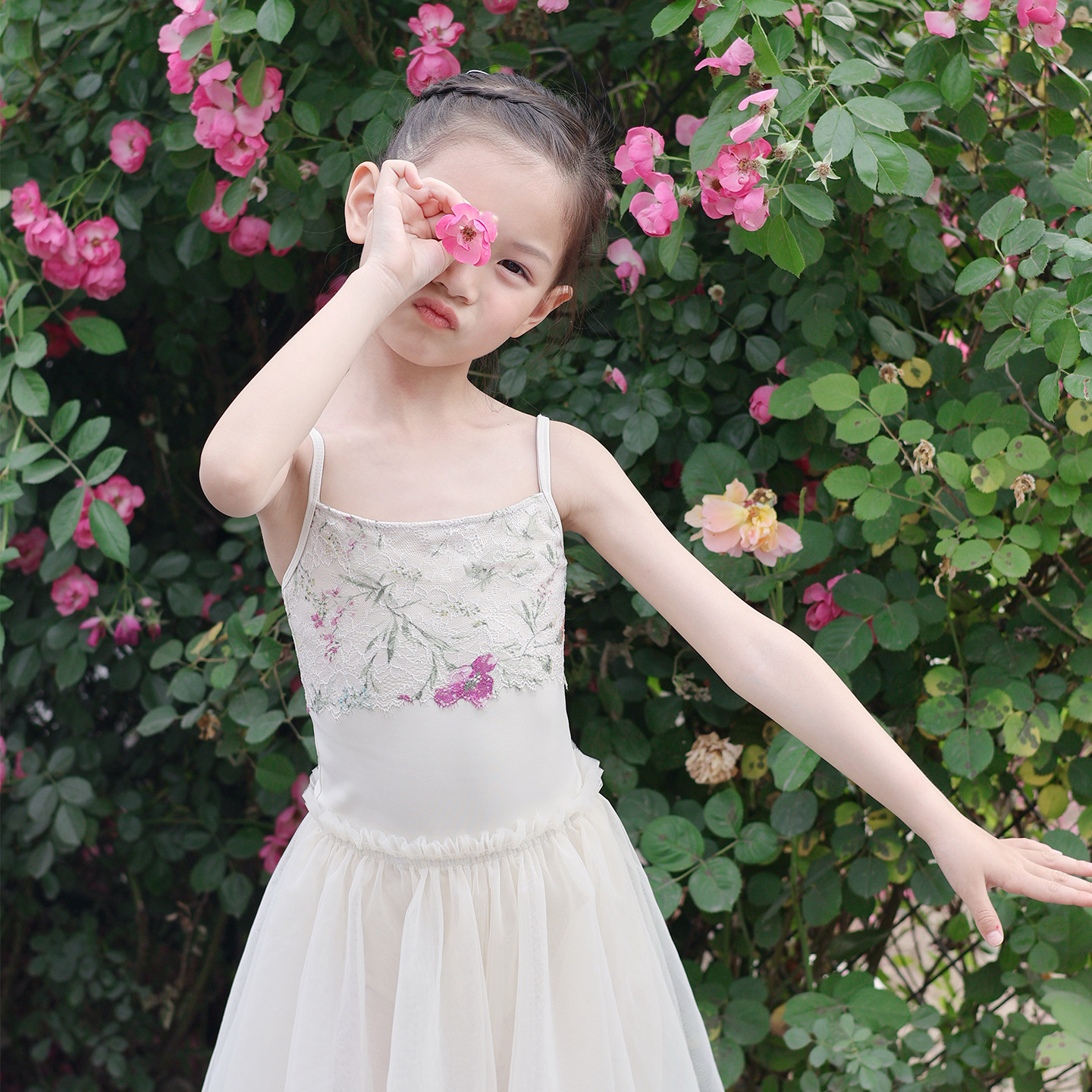 Onlyballet 莫奈儿童芭蕾舞蹈专用练功服体操基训服蕾丝吊带体服