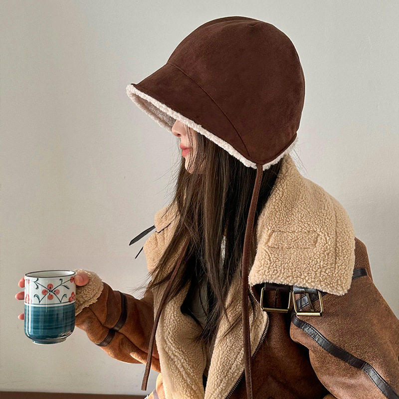 秋冬新款麂皮绒渔夫帽子女保暖加绒护耳防风显脸小百搭水桶盆帽男,居家日用,披肩防护帽,淘宝优惠券,粉丝福利购,淘宝优惠卷