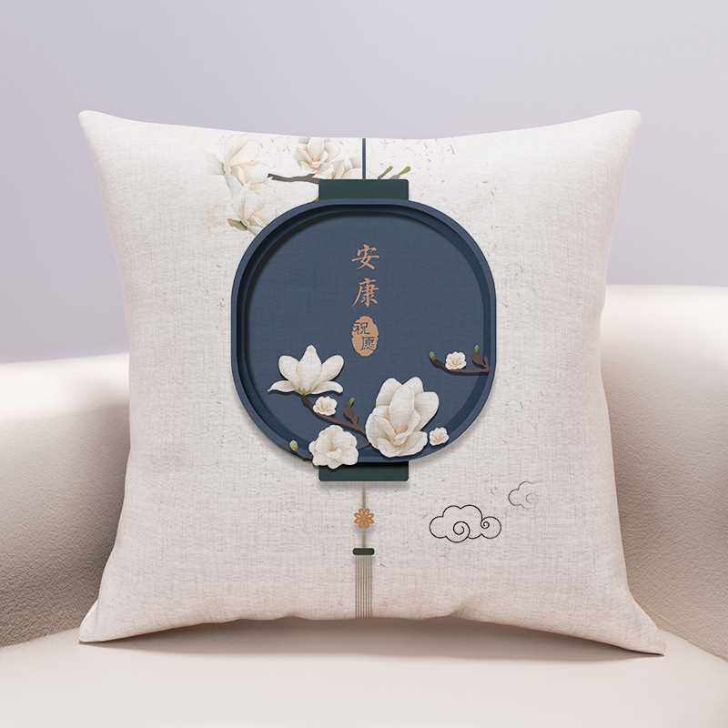 中式奢华古典花鲤鱼复古抱枕高档红木沙发靠背坐垫床头棉麻靠枕套