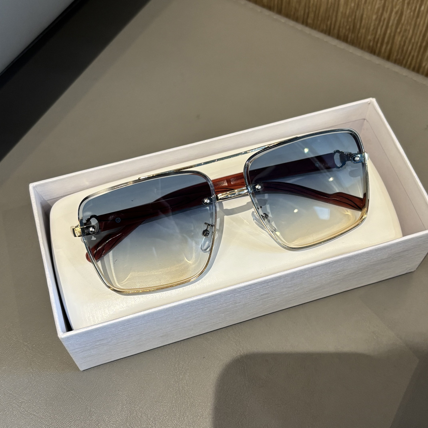 彩色海洋片大框太阳镜男女无框切边显脸小高级感开车眼镜遮阳墨镜