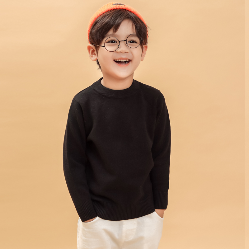 黑色秋冬纯棉打底衫儿童毛衣