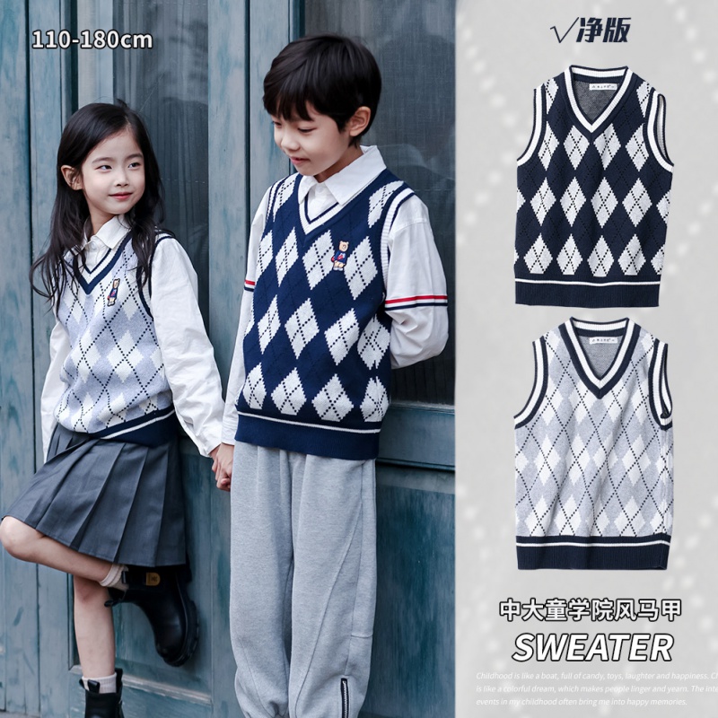 男童针织马甲女童学院风背心春秋