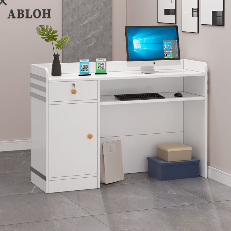 收银台简约现代美容院收款台接待台吧台收银桌服装店小型柜台前台