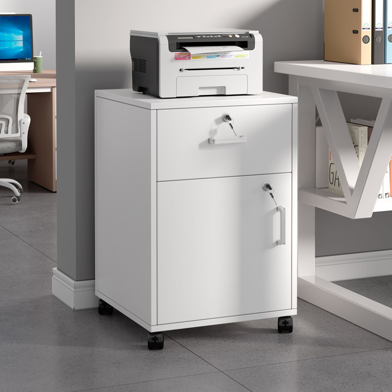 办公室文件柜资料柜桌下矮柜可移动抽屉式办公柜子木质带锁落地柜