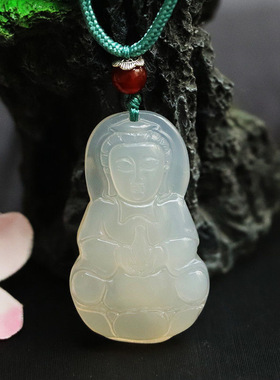 天然白玉髓吊坠玛瑙冰种普度众生观音珠宝复古风男士饰品节日礼品