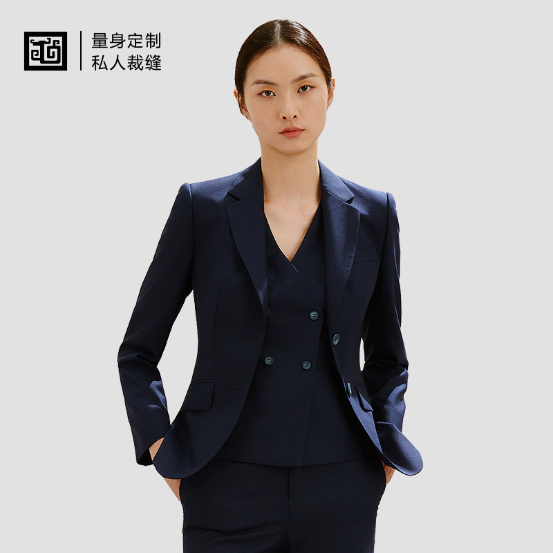 隆庆祥羊毛混纺修身定制西装通勤