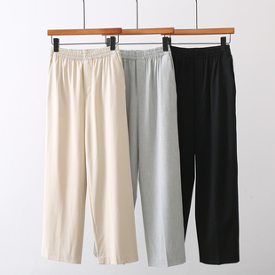 长裤 休闲裤 系带松紧高腰宽松显瘦显腿长直筒阔腿裤 纯原日单女装
