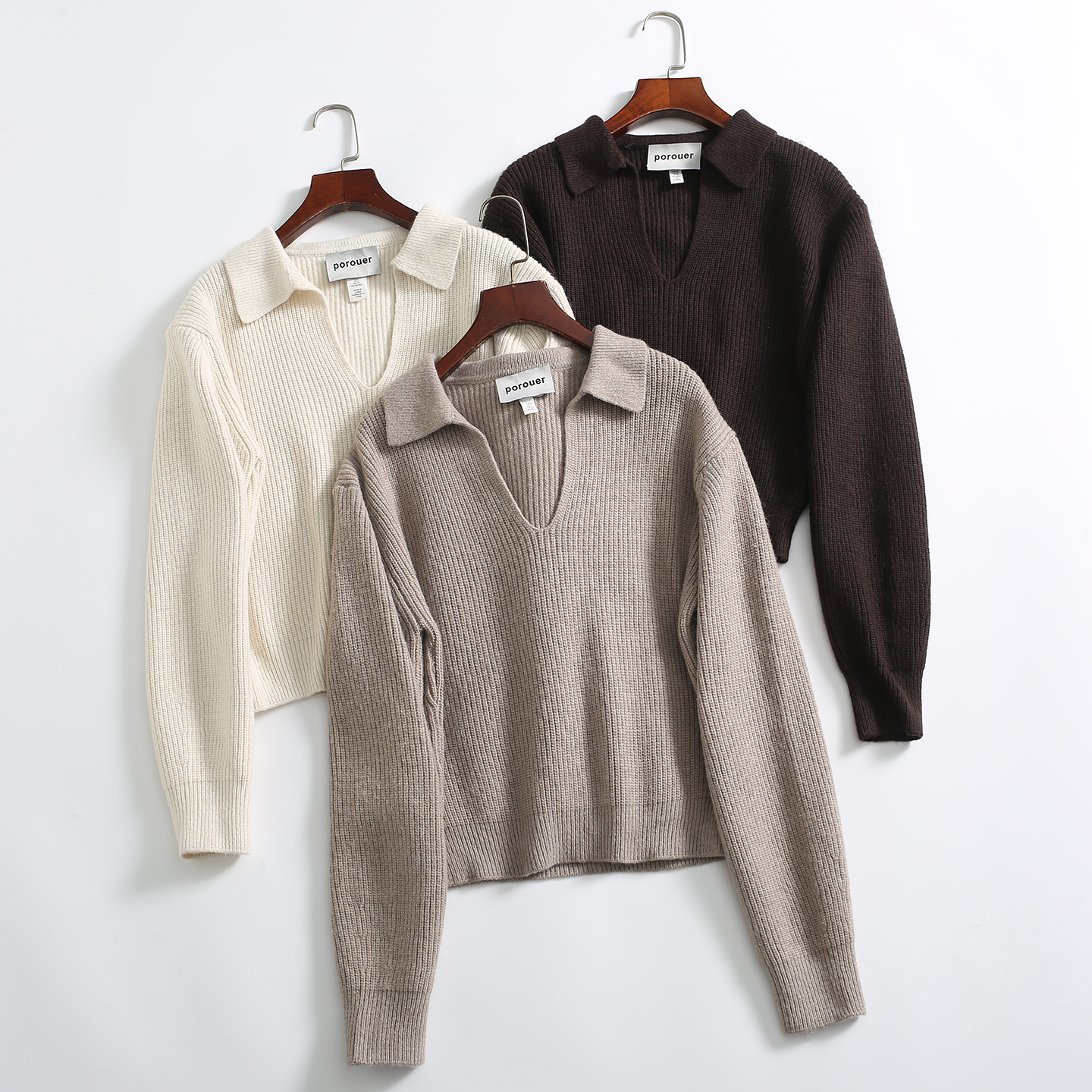 缘货！瑞典单！含羊毛美式复古深V翻领宽松短款毛衣长袖针织衫女