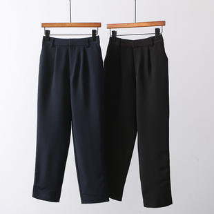 裤 日单 后松紧中高腰显瘦纯色西装 女春夏新品 职业通勤OL休闲裤