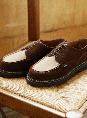 SHOESILO KNAPP固特异真皮皮鞋拼接拼色沙色深棕色德比鞋