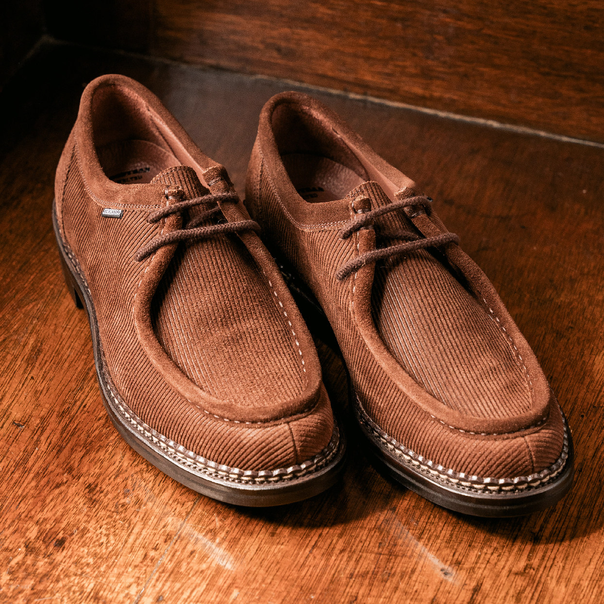SHOESILO JEROME固特异真皮灯芯绒压纹德比鞋
