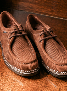 SHOESILO JEROME固特异真皮灯芯绒压纹德比鞋