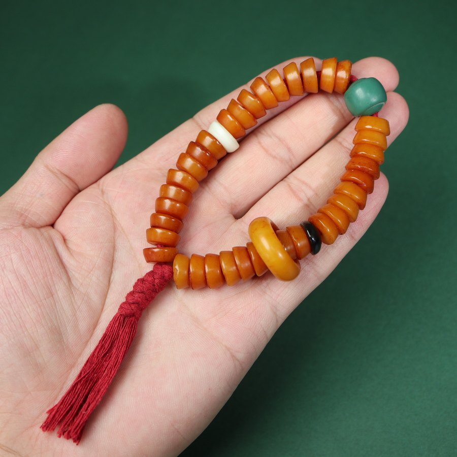 手工打磨罕见牦牛骨玛尼珠原创搭配单圈手持手串民族风灵骨佛珠