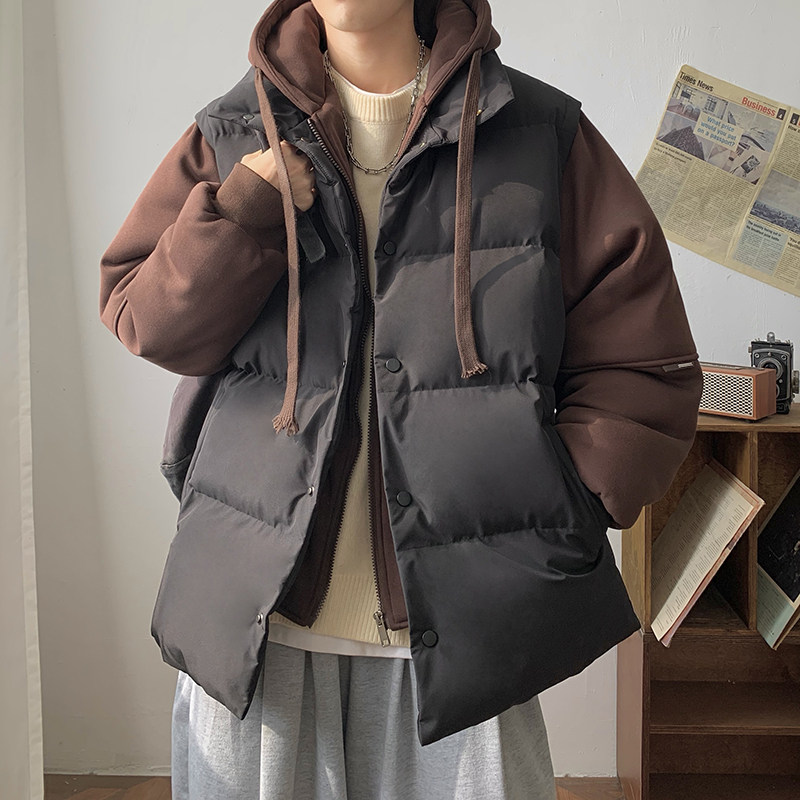 冬季假两件棉服男2024情侣潮牌面包服加厚棉袄外套连帽羽绒棉衣服