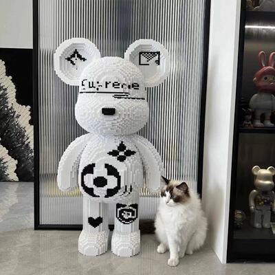 2025暴力熊微小颗粒拼装国潮积木拼图益智玩具成人模型摆件男女孩