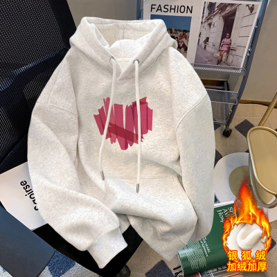 纯棉连帽卫衣女秋冬季2025新款宽松加绒加厚薄款懒惰套头帽衫春秋